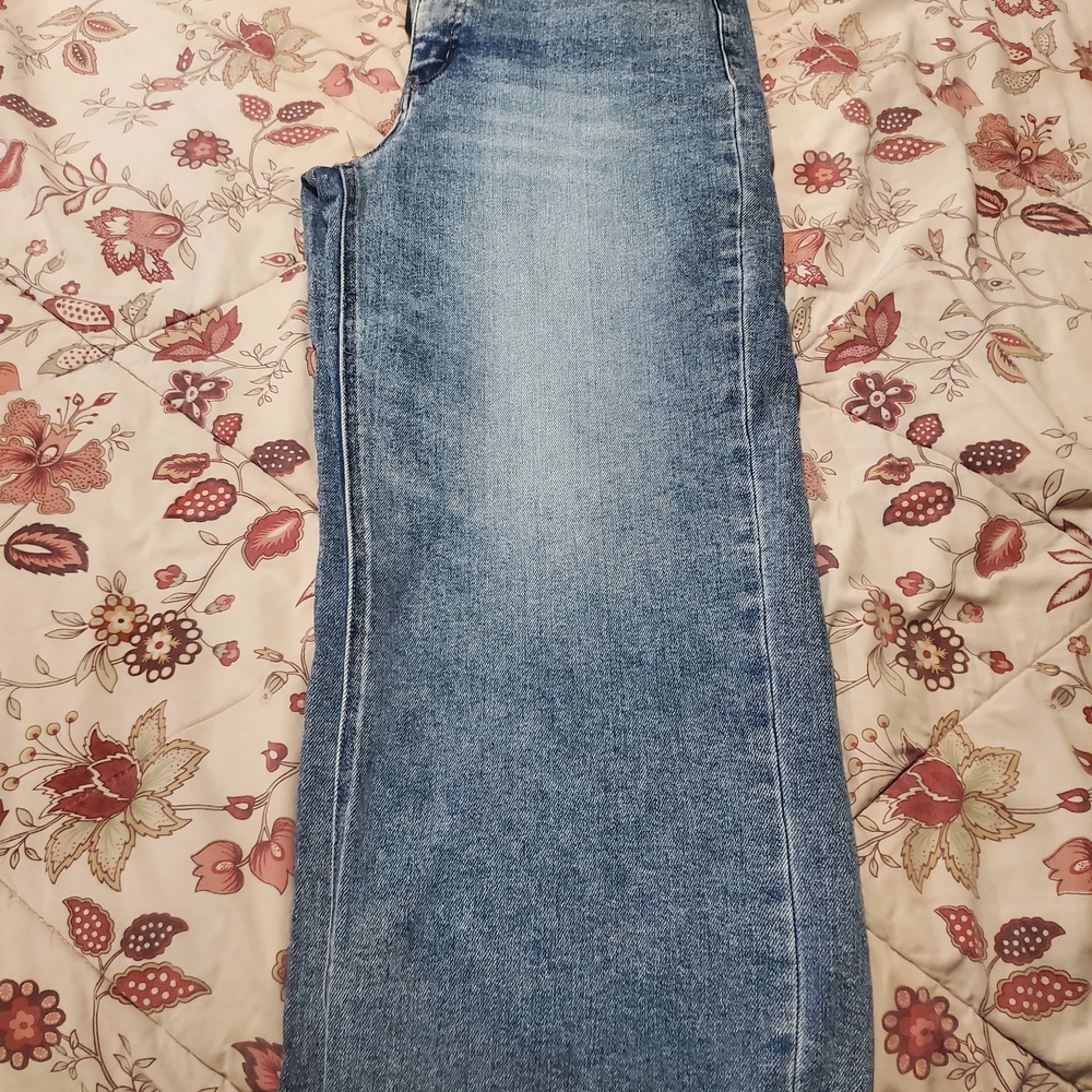 Blue Ankle Cropped Jeans with Distressed Wash